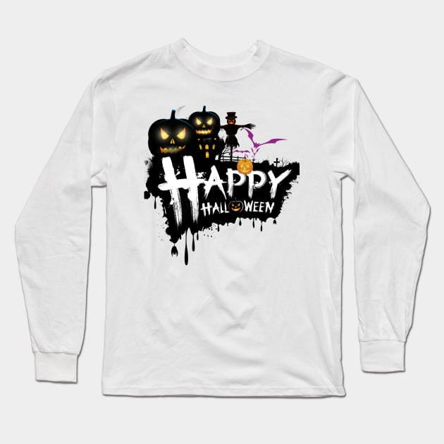 Happy Halloween Long Sleeve T-Shirt by Blue Diamond Store